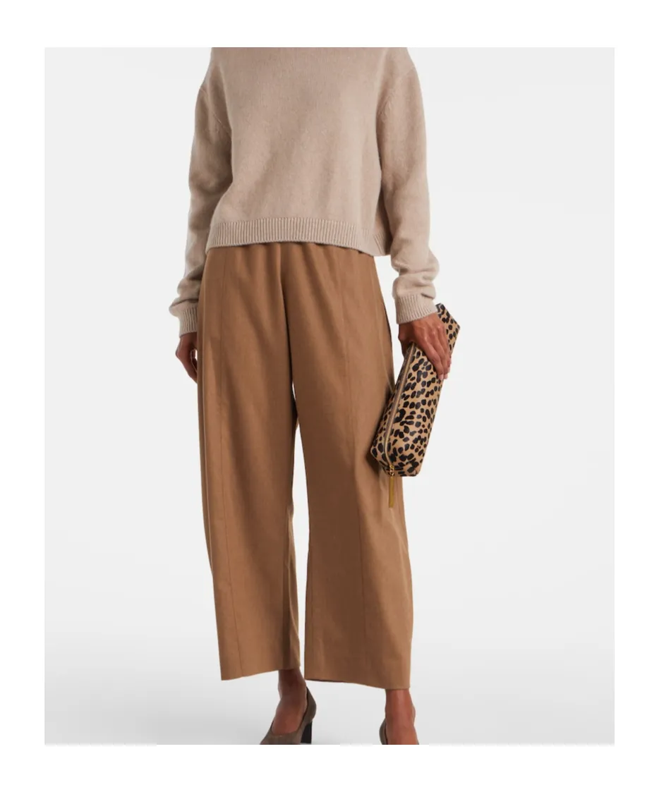Clover Mid-Rise Wool Barrel-Leg Pants
