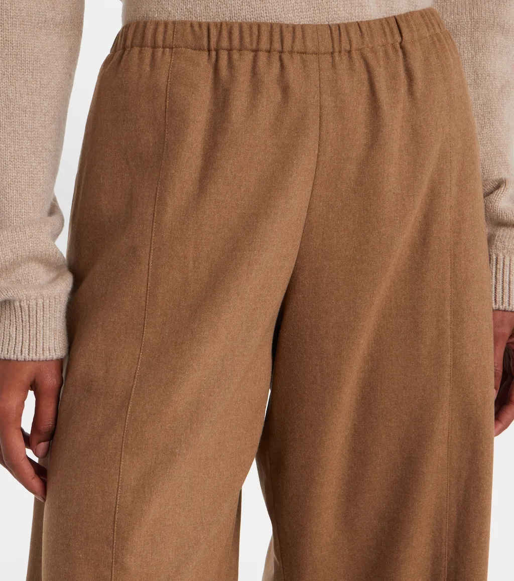 Clover Mid-Rise Wool Barrel-Leg Pants