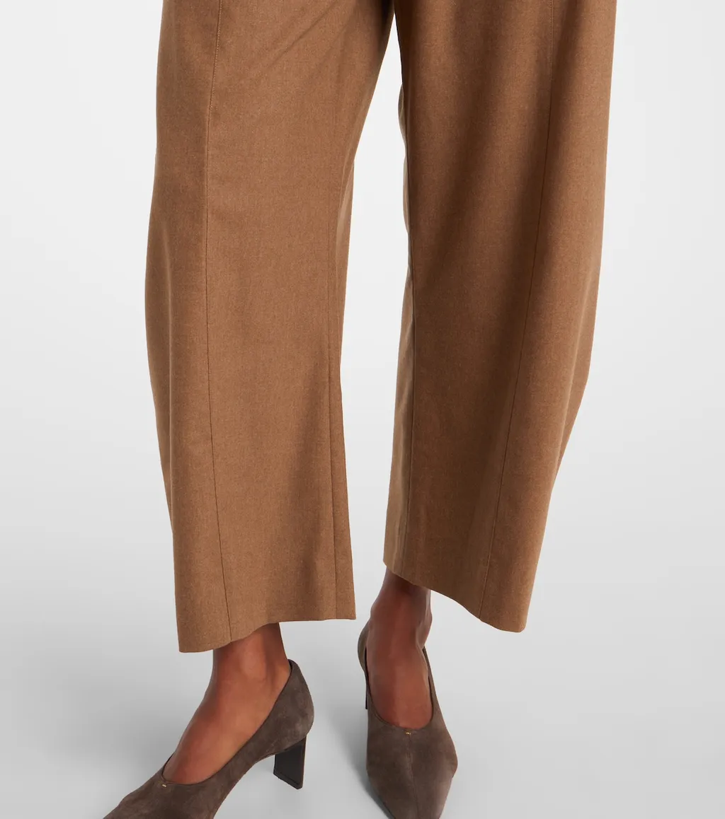 Clover Mid-Rise Wool Barrel-Leg Pants