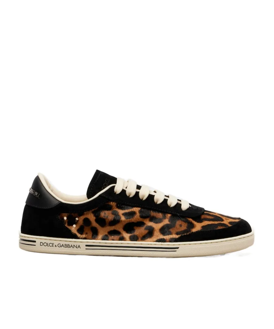 Saint Tropez Light Suede-Trimmed Calf Hair Sneakers