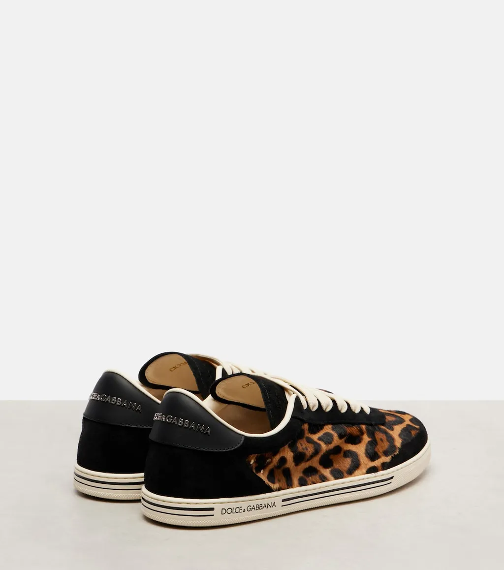 Saint Tropez Light Suede-Trimmed Calf Hair Sneakers