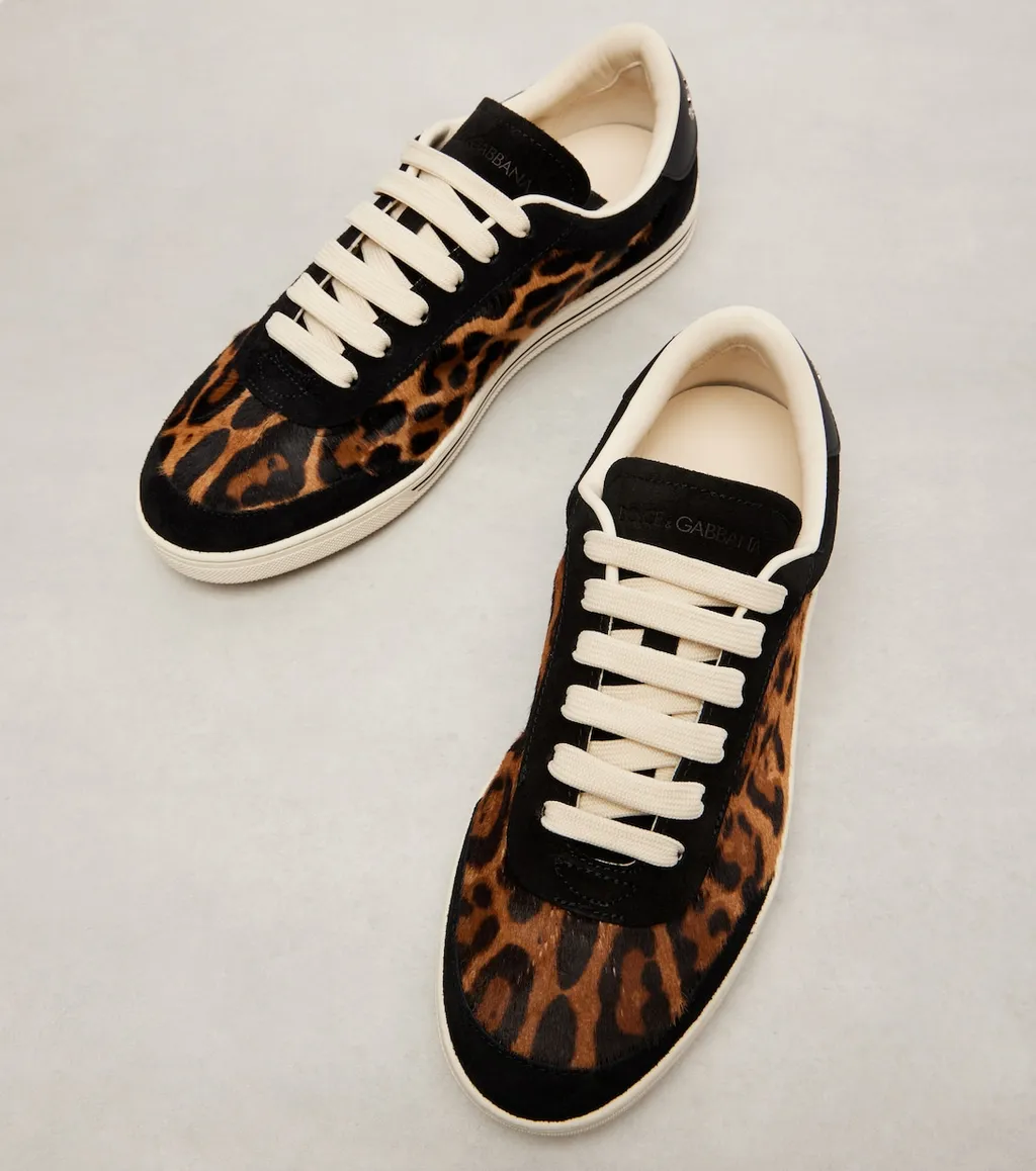 Saint Tropez Light Suede-Trimmed Calf Hair Sneakers