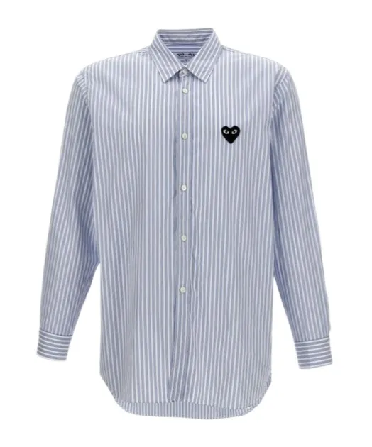 Comme Des GarÇOns Play Logo Patch Striped Shirt