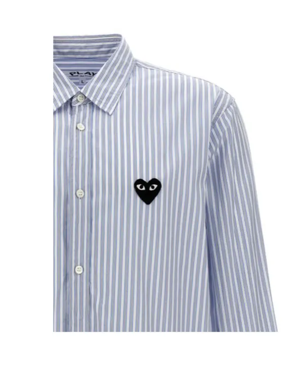Comme Des GarÇOns Play Logo Patch Striped Shirt