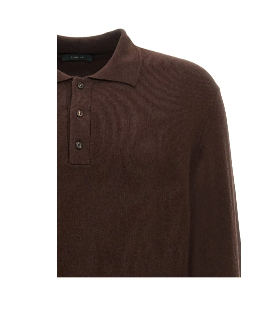 Zanone Long-Sleeved Fine-Knit Polo Shirt