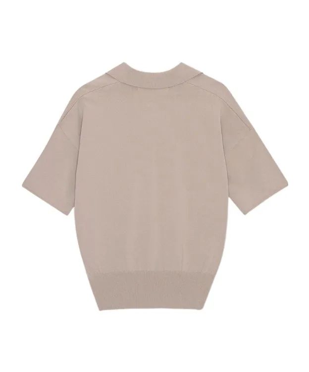 Polo-Neck Knitted Top