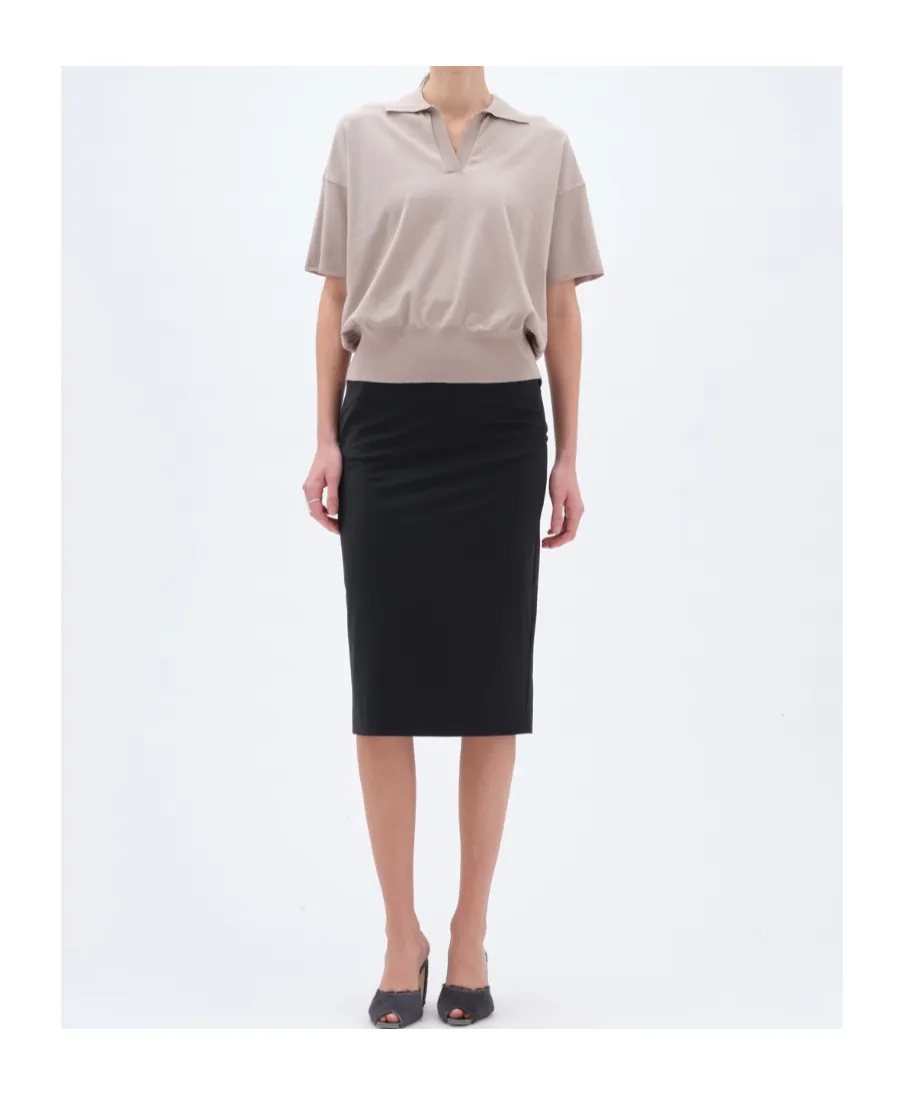 Polo-Neck Knitted Top