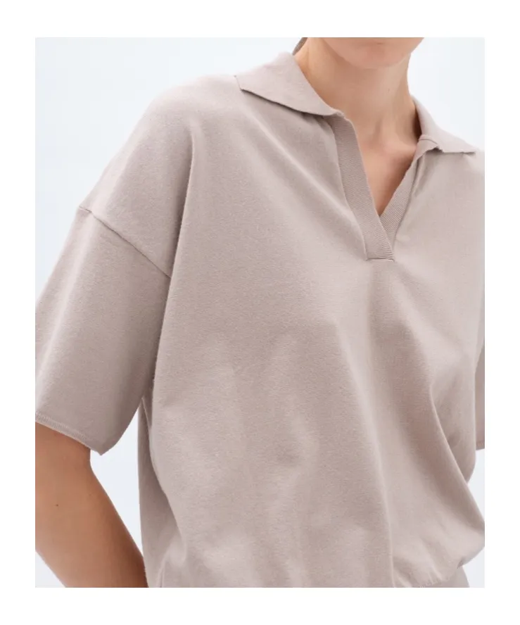 Polo-Neck Knitted Top