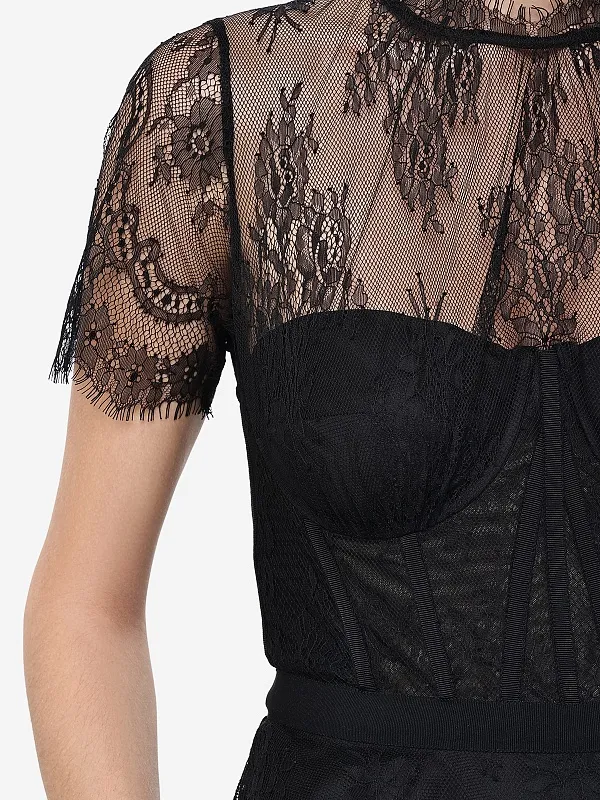 Lace-Embellished Corset Top