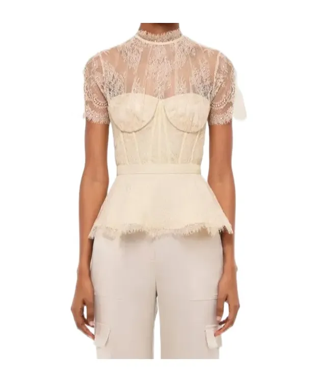 Lace Short-Sleeved Blouse