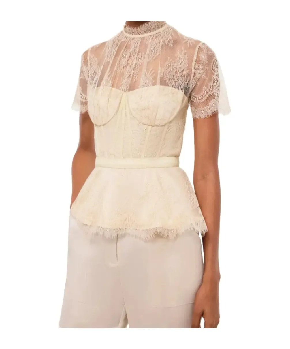 Lace Short-Sleeved Blouse