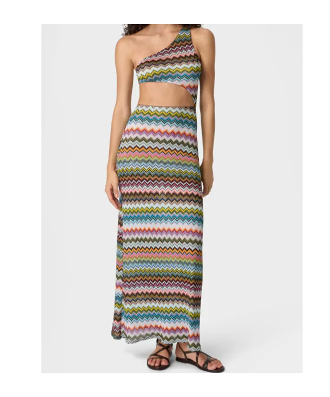 Missoni One-Shoulder Pixel-Effect Zigzag Swimwear Cover-Up
