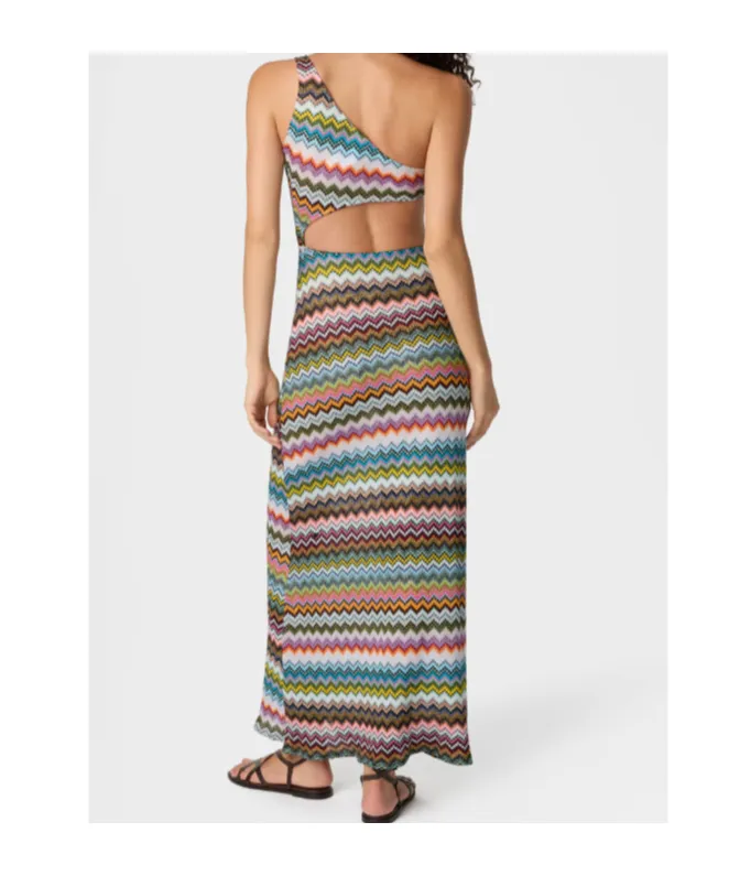 Missoni One-Shoulder Pixel-Effect Zigzag Swimwear Cover-Up