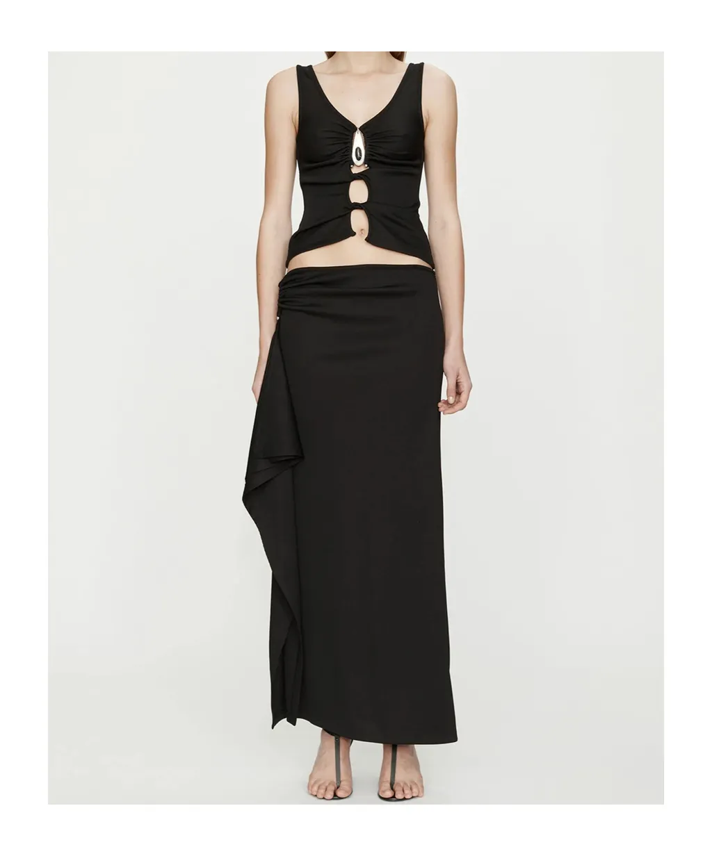 Crystal-Pendant Open Twist Tank Top