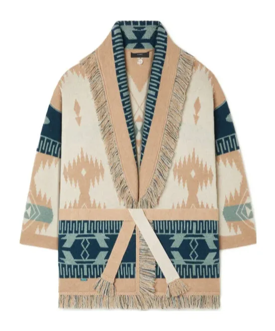 Alanui Icon Jacquard Fringed Belted Cardigan