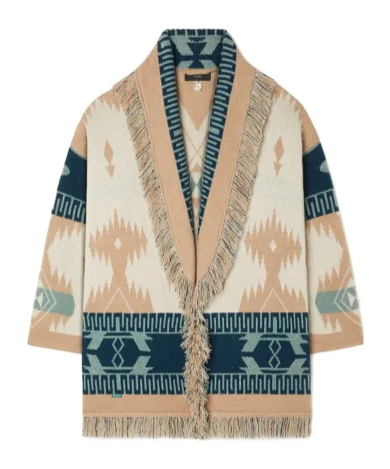 Alanui Icon Jacquard Fringed Belted Cardigan