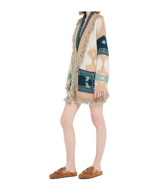 Alanui Icon Jacquard Fringed Belted Cardigan