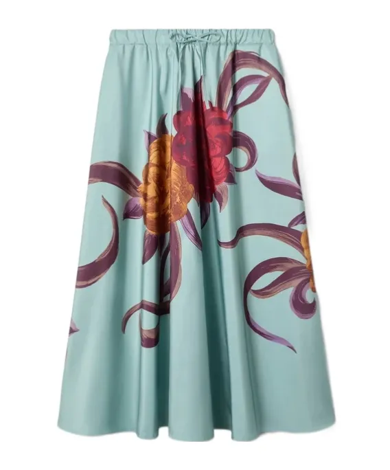 Floral-Print Skirt