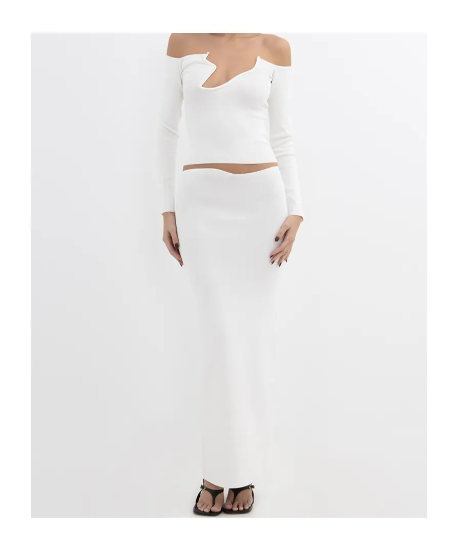 Curved Knit Long-Sleeved Cover-Up