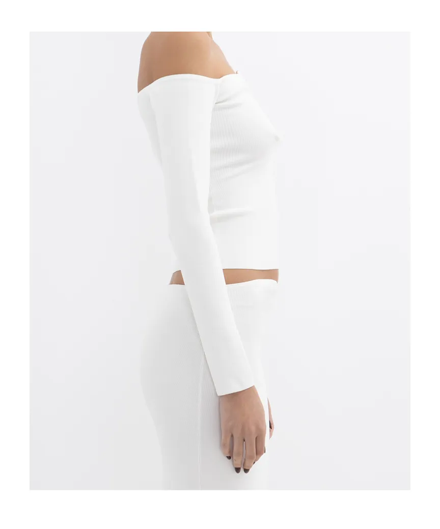 Curved Knit Long-Sleeved Cover-Up