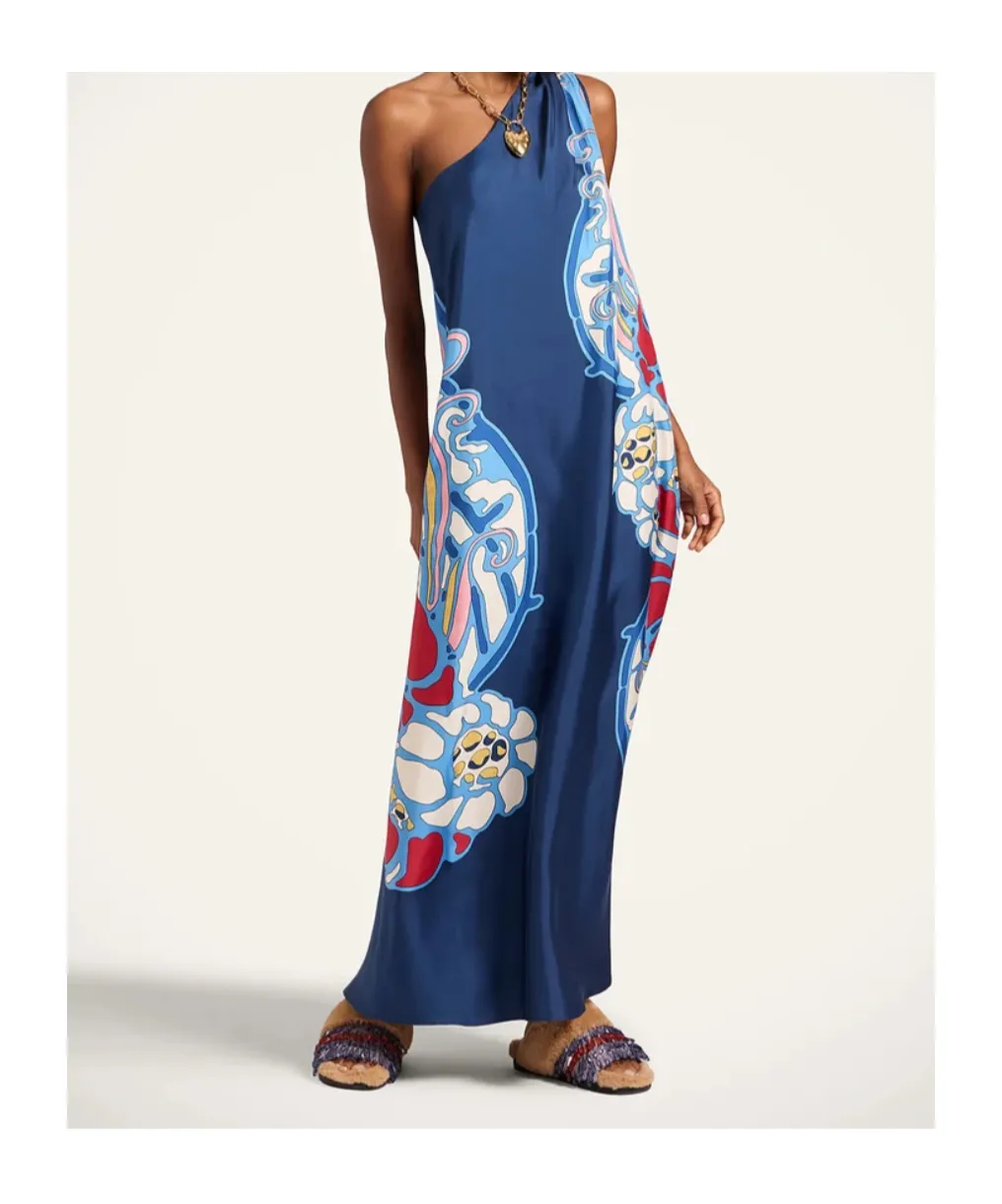 Roy One-Shoulder Print Maxi Dress