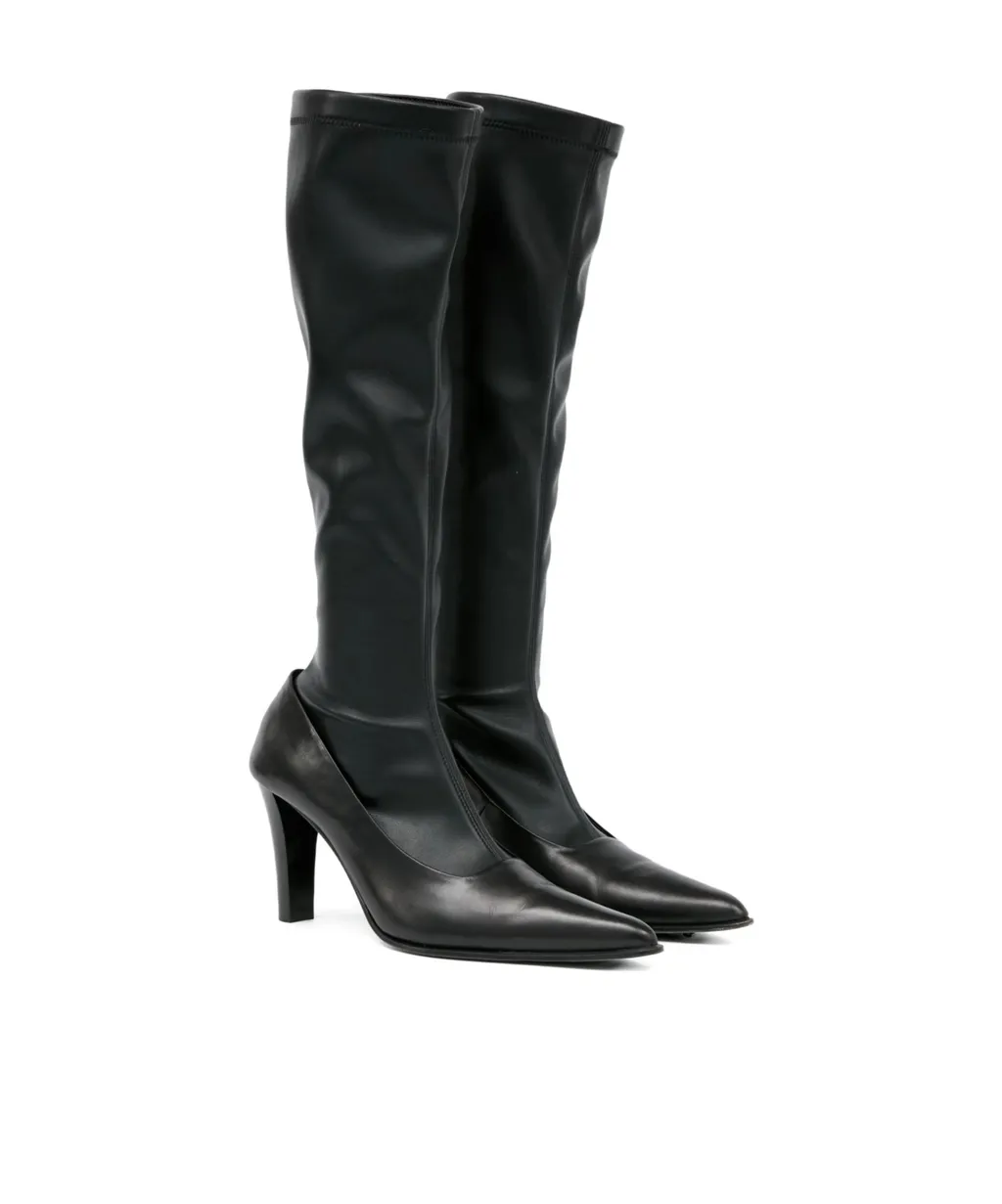High-Heeled Leather Boots