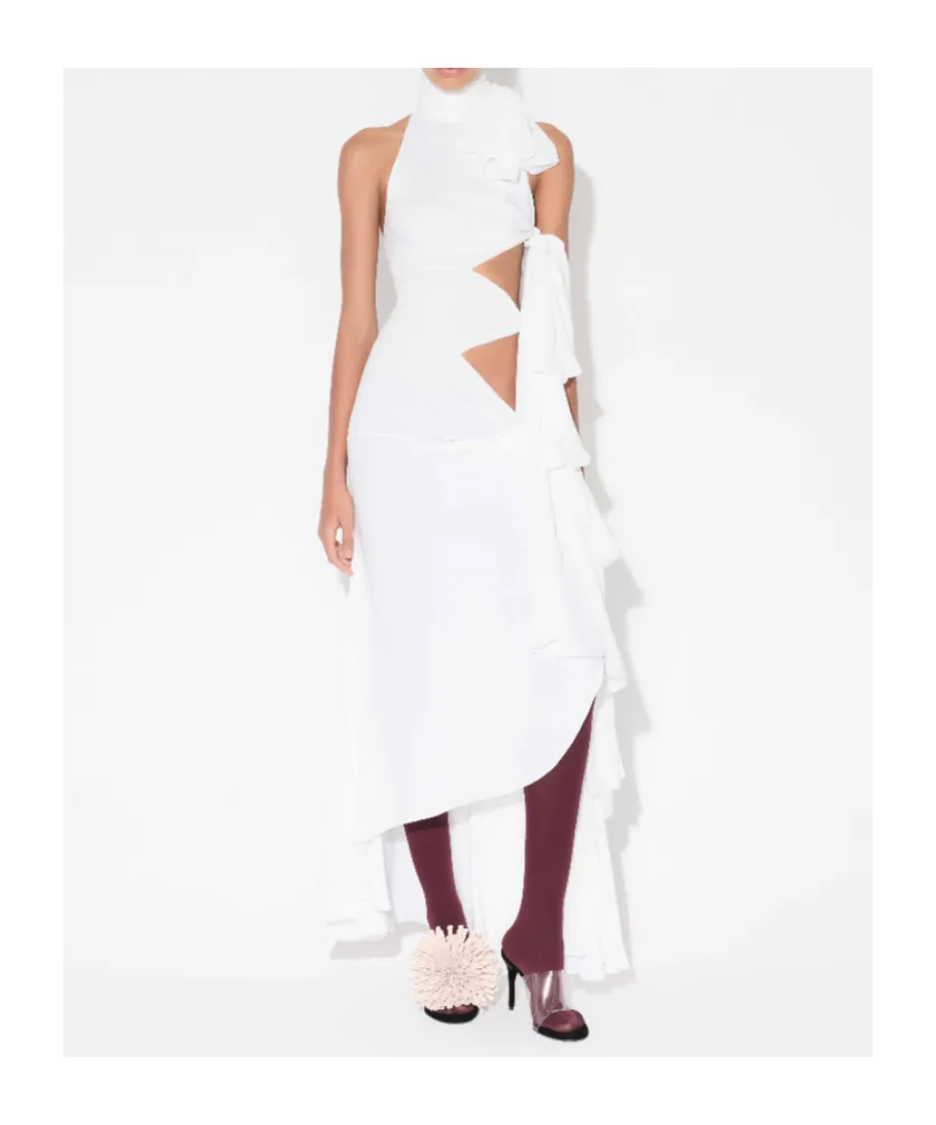 Light Georgette Asymmetrical Bow Dress