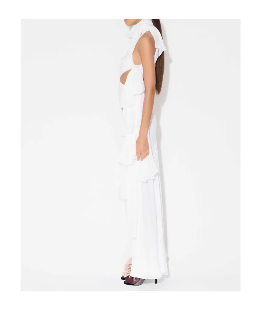 Light Georgette Asymmetrical Bow Dress