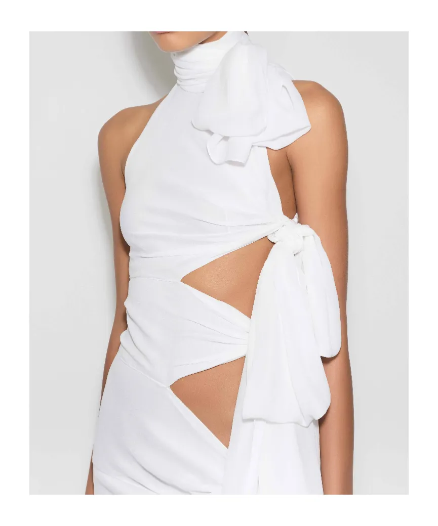 Light Georgette Asymmetrical Bow Dress