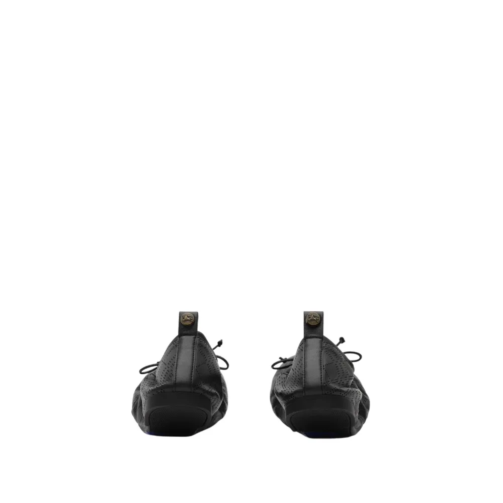 Check Leather Fawn Ballerinas​