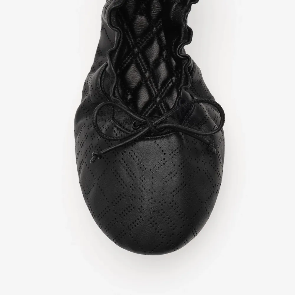 Check Leather Fawn Ballerinas​
