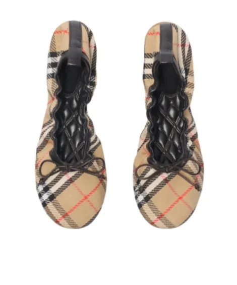 Burberry Check Fawn Ballerinas
