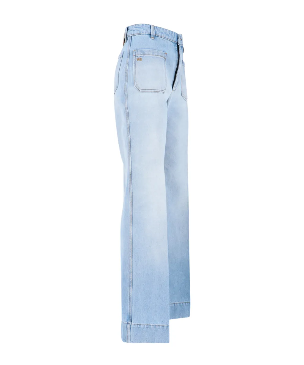 Victoria Beckham Logo Patch Flared Jeans