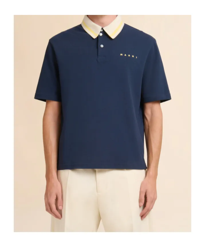 Marni Piqué Striped Polo Shirt