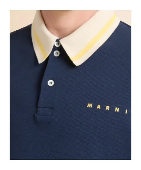 Marni Piqué Striped Polo Shirt