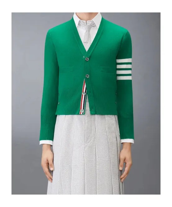 Four-Bar V-Neck Cardigan