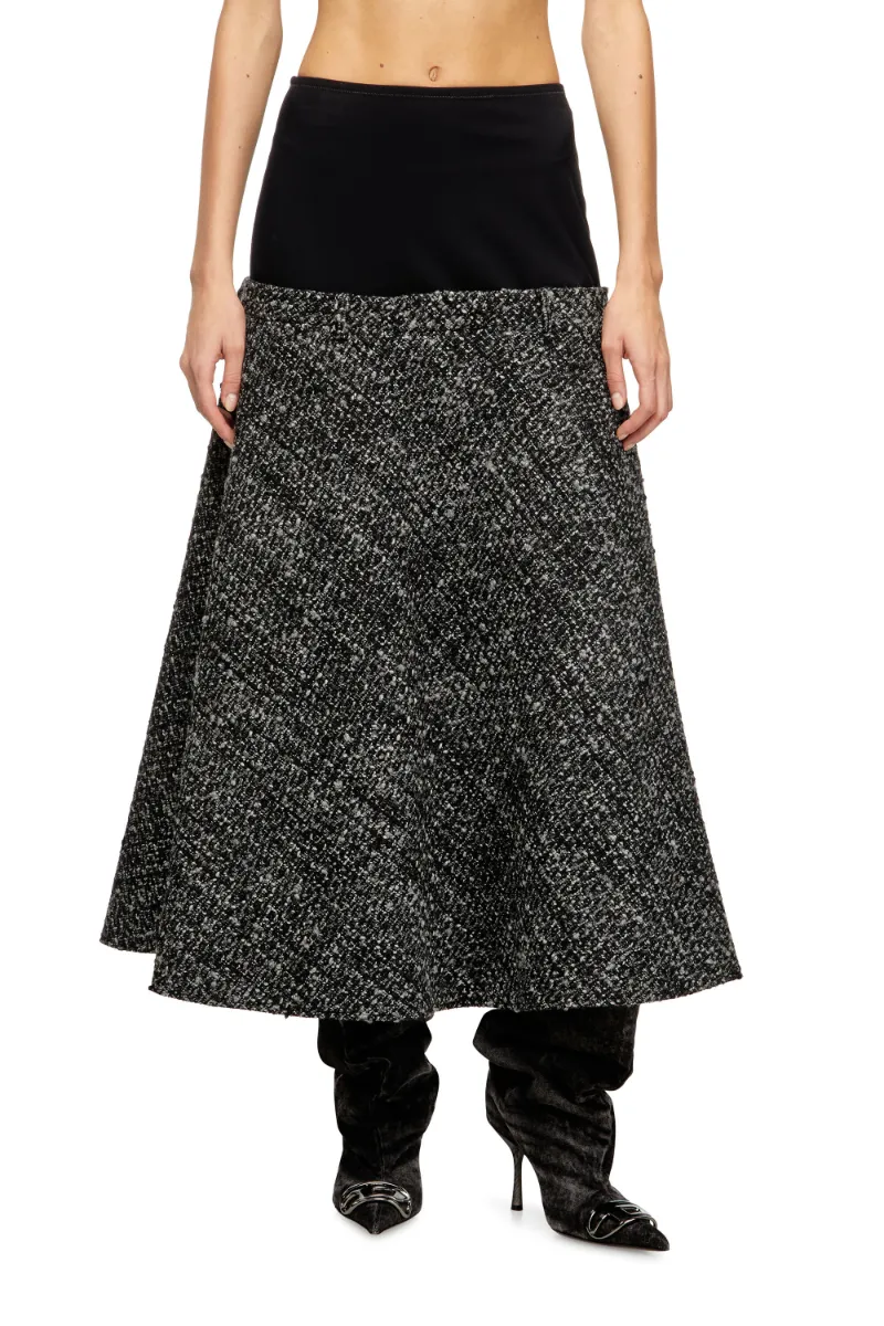 Panelled High-Waisted Midi Skirt