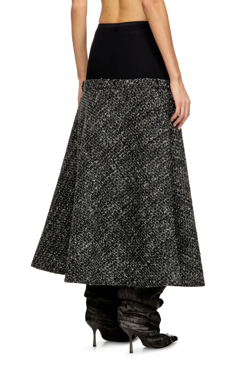 Panelled High-Waisted Midi Skirt