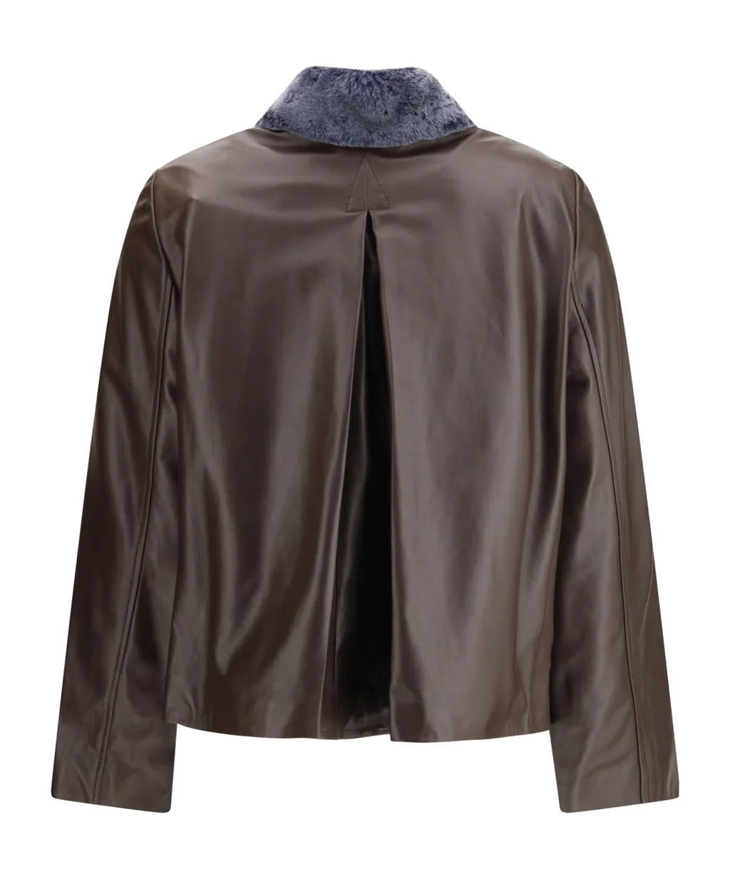 Marni Shearling Collar Leather Jacket