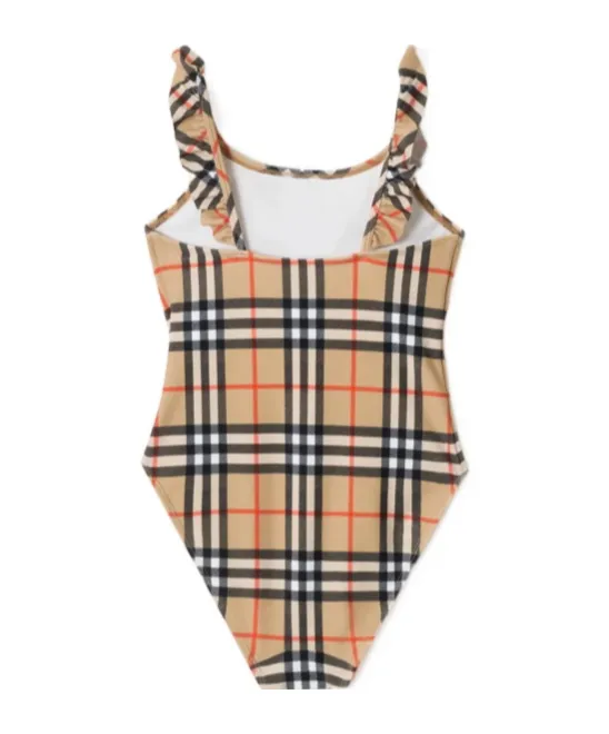 Burberry Kids Checked One Piece Swimsuit