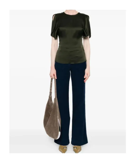 Draped-Sleeve Blouse