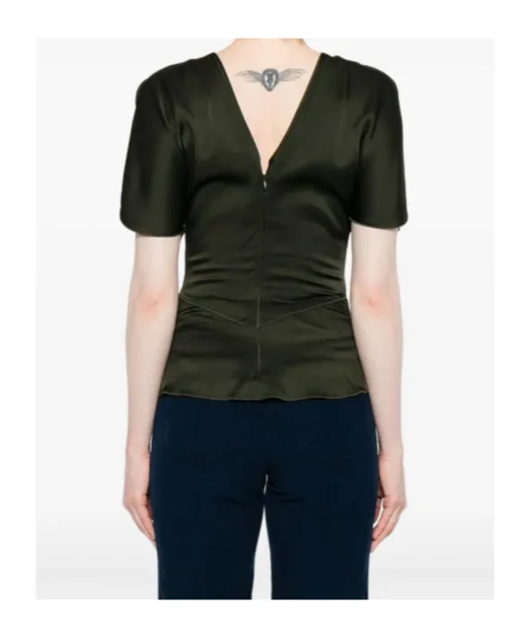 Draped-Sleeve Blouse