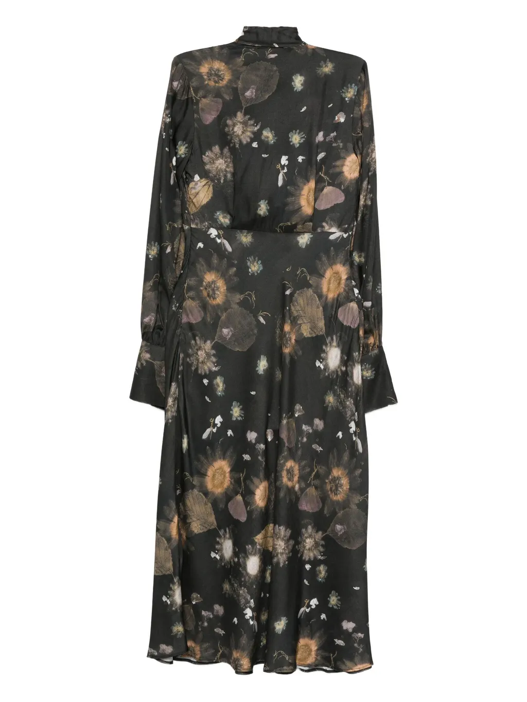 Tie-Detail Floral-Print Midi Dress