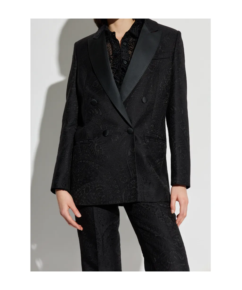 Etro Double Breasted Floral Paisley Motif Blazer