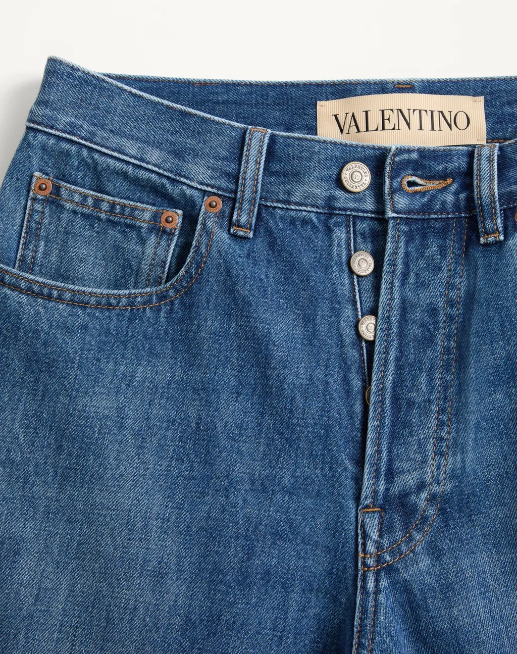 Valentino	Logo Patch Straight Leg Jeans