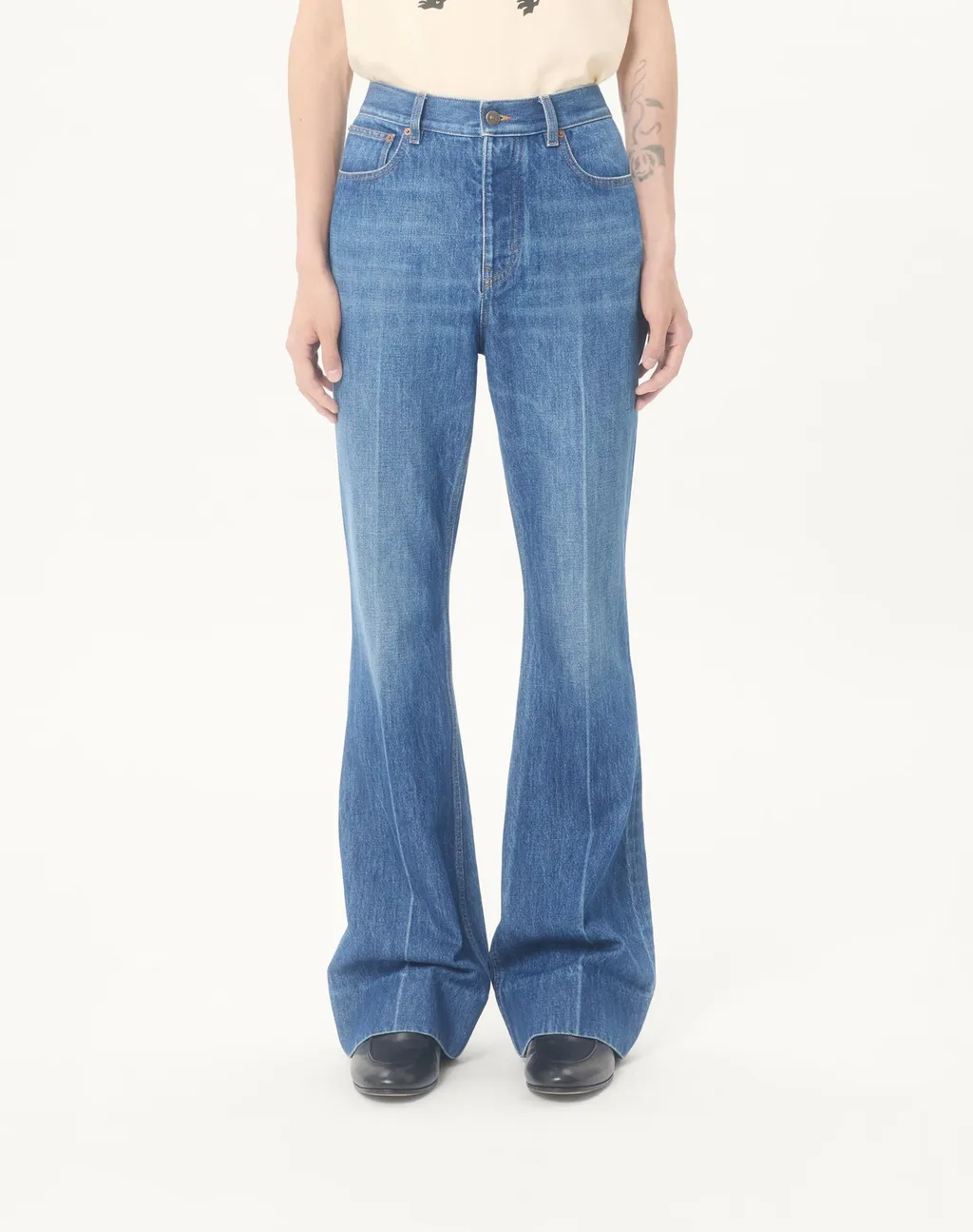 Valentino	Logo Patch Straight Leg Jeans