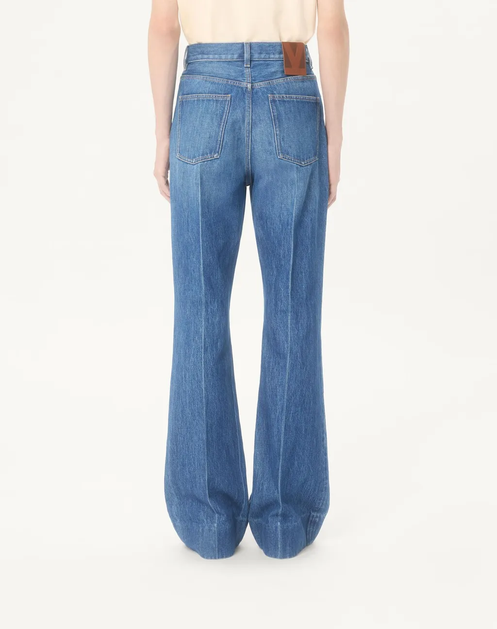 Valentino	Logo Patch Straight Leg Jeans