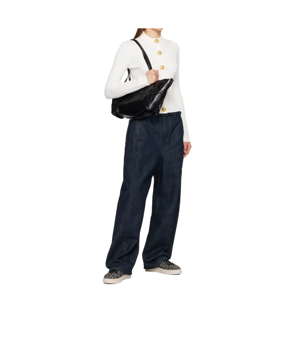 Small Track Zips Leather Shoulder Bag