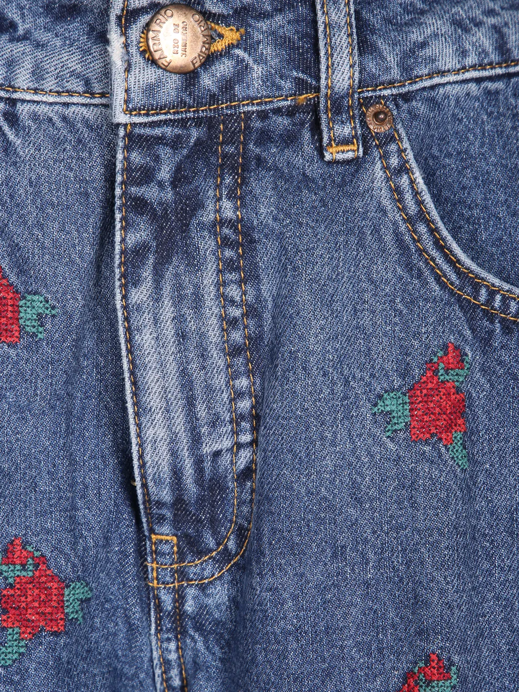 Farm Rio Floral Embroidered Jeans