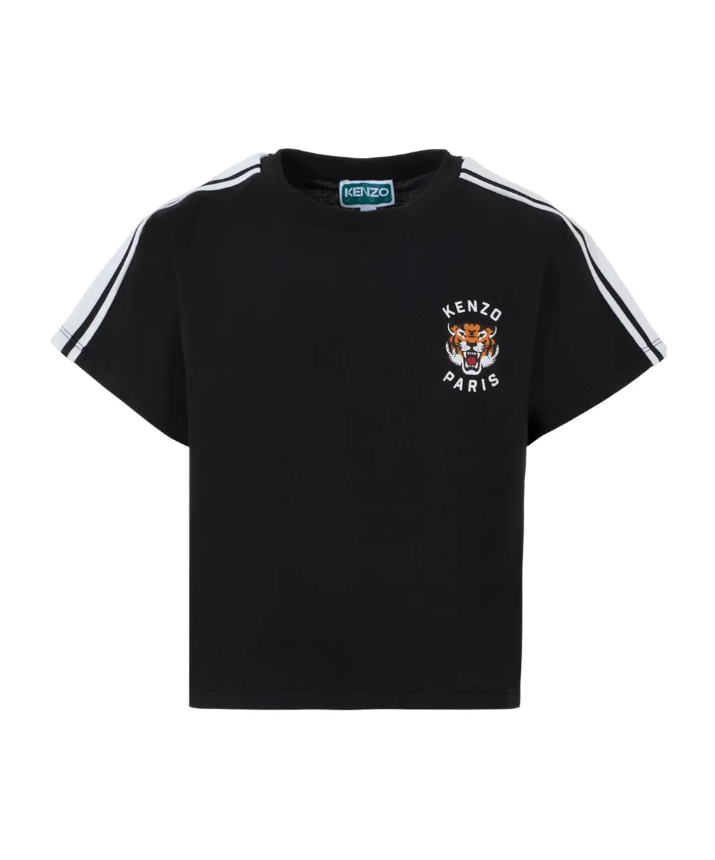 Tiger-Print Striped T-Shirt